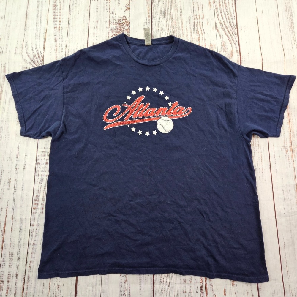 Atlanta Baseball Blue Short Sleeve Cotton T-Shirt Men's 2XL